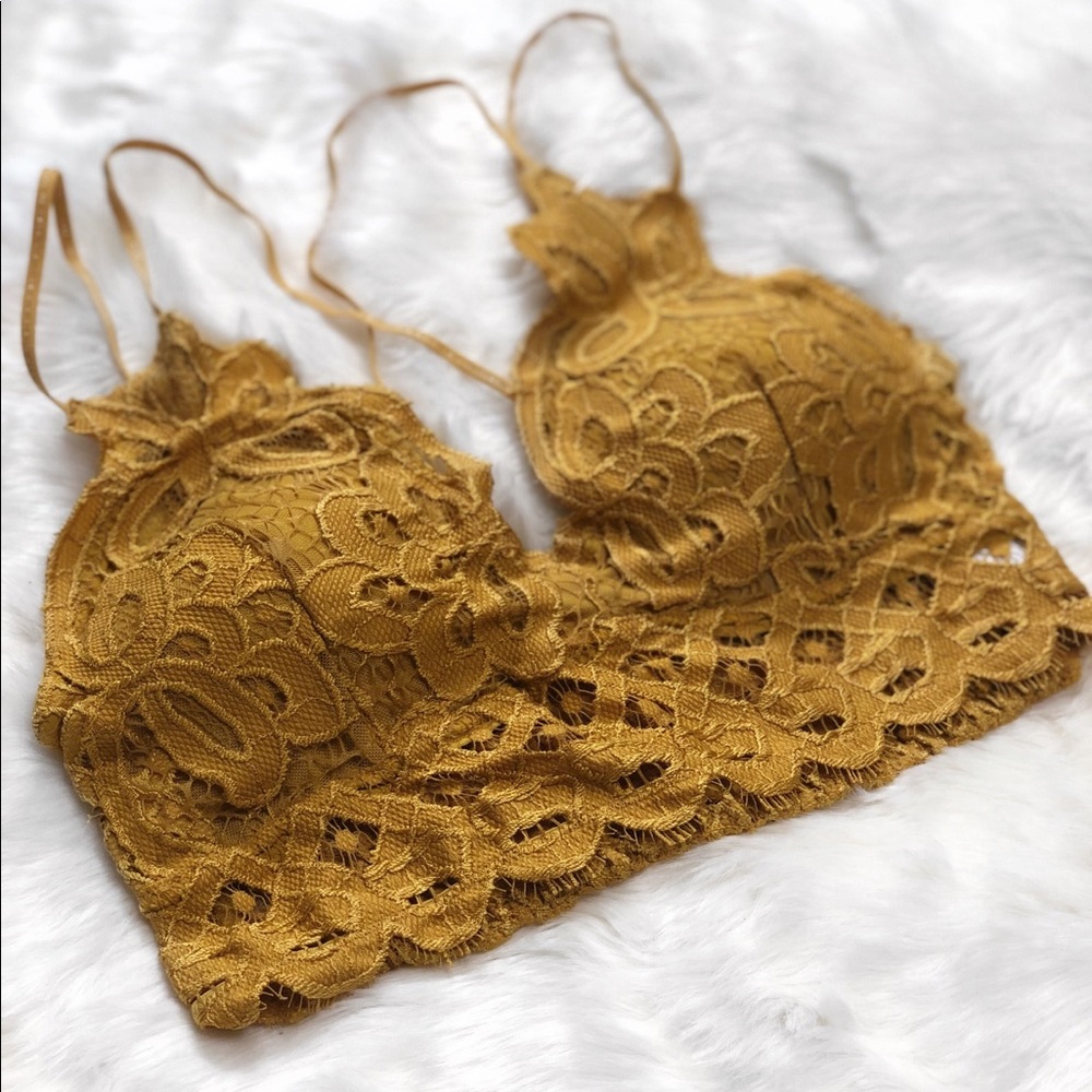 >>LAST<< Lena Crochet Lace Bralette - Mustard - Picture 2 of 8